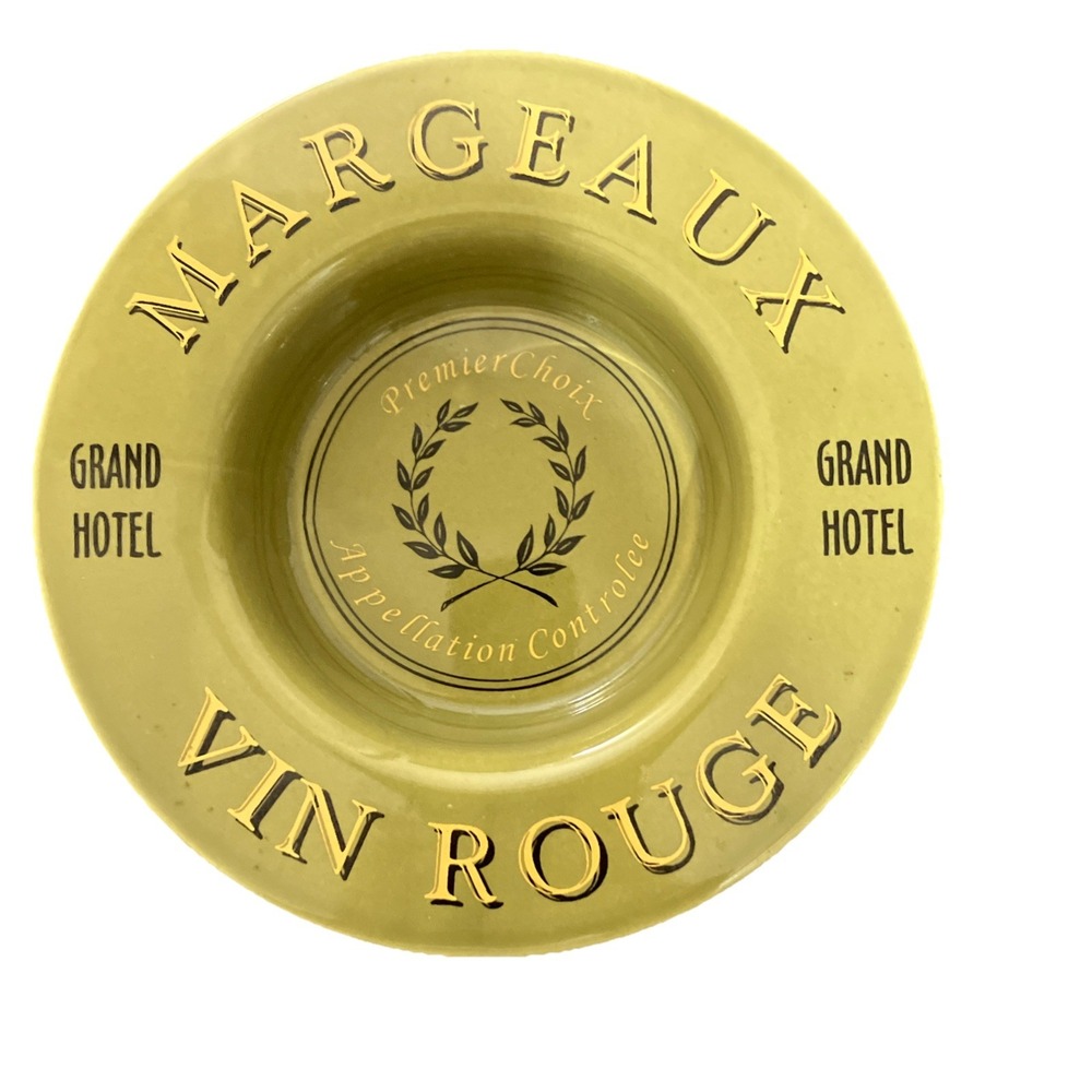 Vintage Grand Hotel Ceramic Ashtray MARGEAUX VIN ROUGE Appellation Controlee